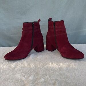 NWOT Paul Green Sydney Bordo Suede Boot Sz UK 6 = US 8.5 Retail $499 Red Leather